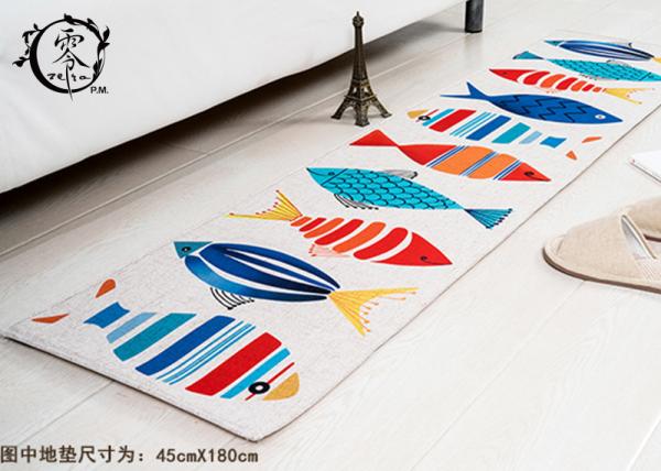 Colorful Sublimation Printed Houseware Items Decorative Kitchen Floor Mats Livingroom Home Cartoon Fish Pattern
