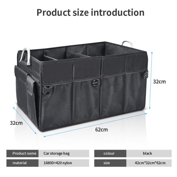 Silla de almacenamiento organizador de automóviles bolsas plegable camión asiento trasero correa de mango 62x32x32CM
