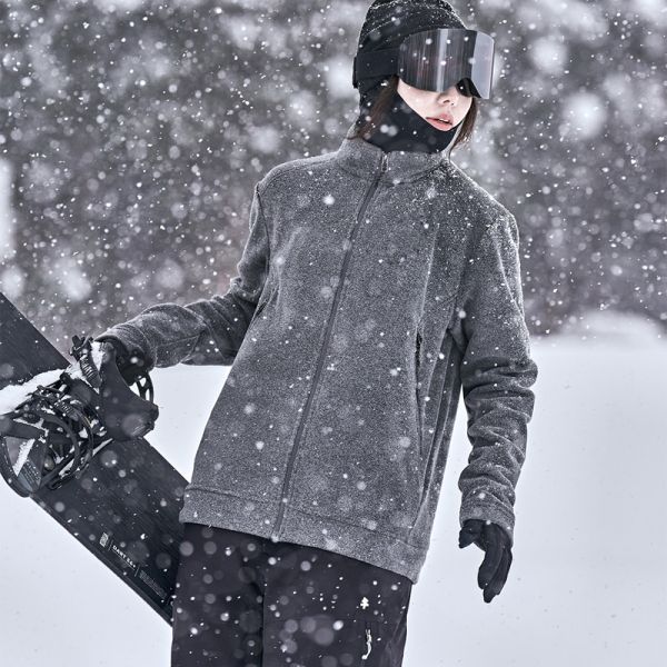 Unisex Polar Fleece Zip Up Mid Layer Jacket for Ski Outdoor