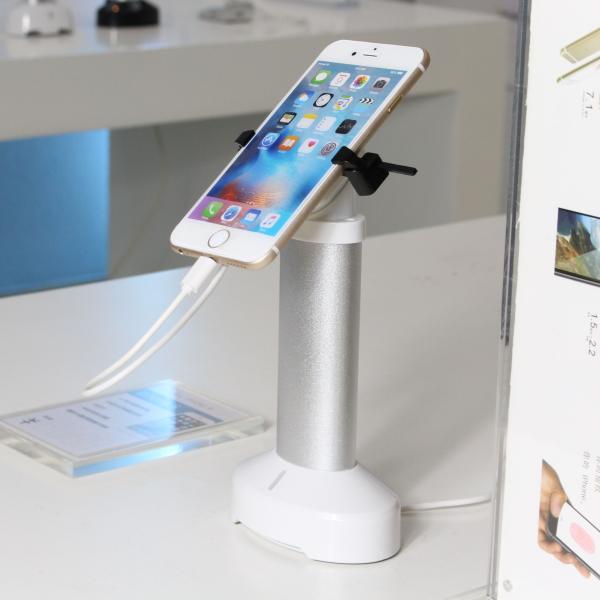 COMER security anti-theft mobile phone cable locking gripper stands with alarm and charging function