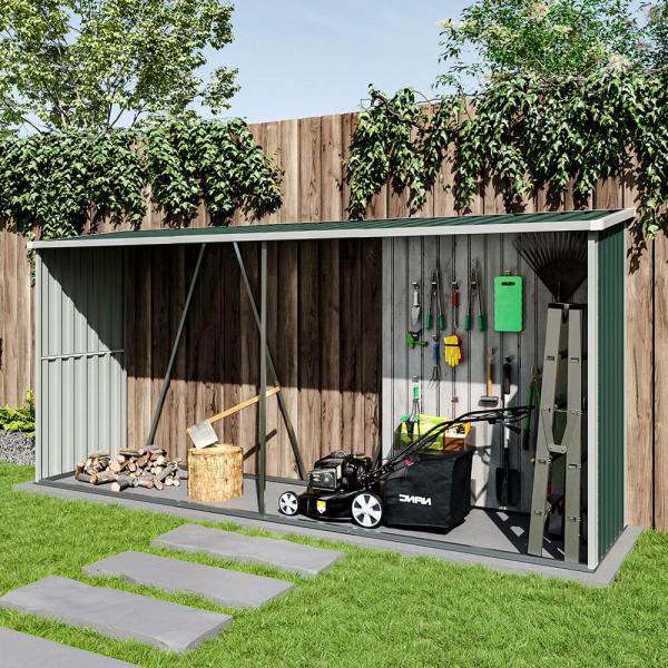 Firewood Log Storage and Garden Tools House AJUNION Large Metal Shed with Rot Proof