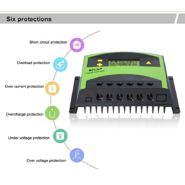 24V 12V PWM 60a Solar Charge Controller 30A PWM Solar Regulator