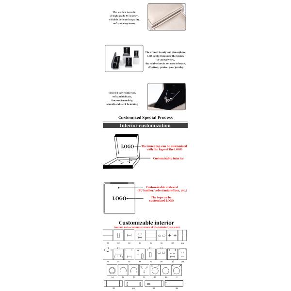 Caja de joyas de LED azul para el embalaje de lujo de los pendientes pulseras collares anillos