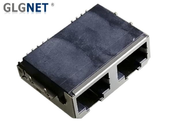Latch Up RJ45 Multiple Port Connectors Dual Rj45 Jack 1000 Base - T Magnetic