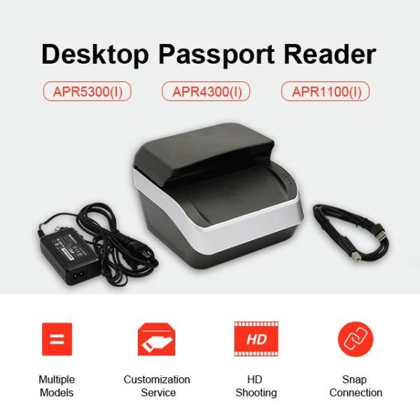 Passport Size USB Interface High Speed ID Document Scanner and Automatic OCR MRZ Reader