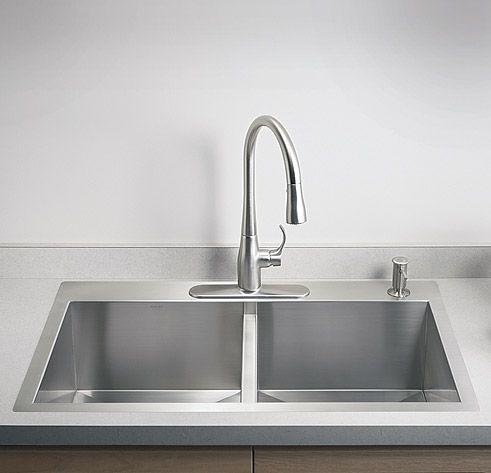 Rectangular Top Mount Kitchen Sink , High End Stainless Steel Sinks With Faucet