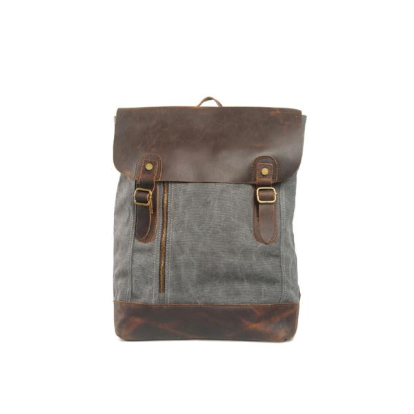 CL-530 Gray Vintage Design for Mens Canvas and Leather Backpack