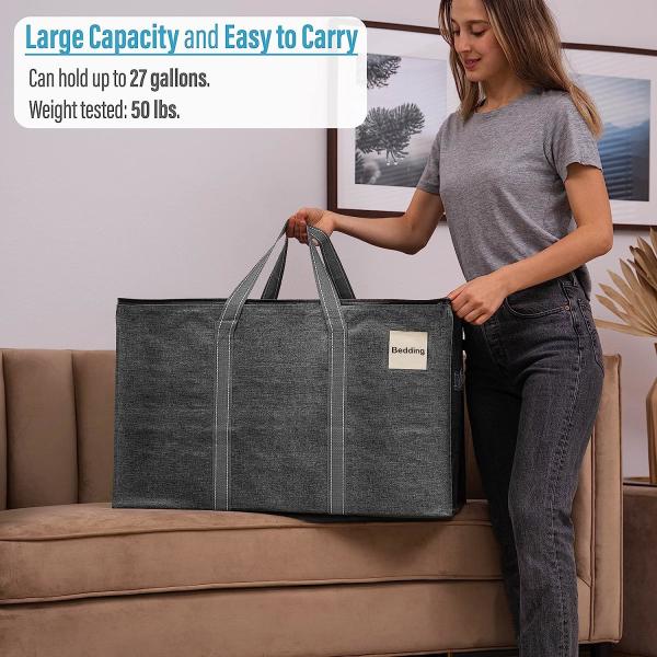 Heavy Duty Extra Large Clear Moving Bags W/Backpack Straps Strong Handles & Zippers, Storage Totes For Space Saving