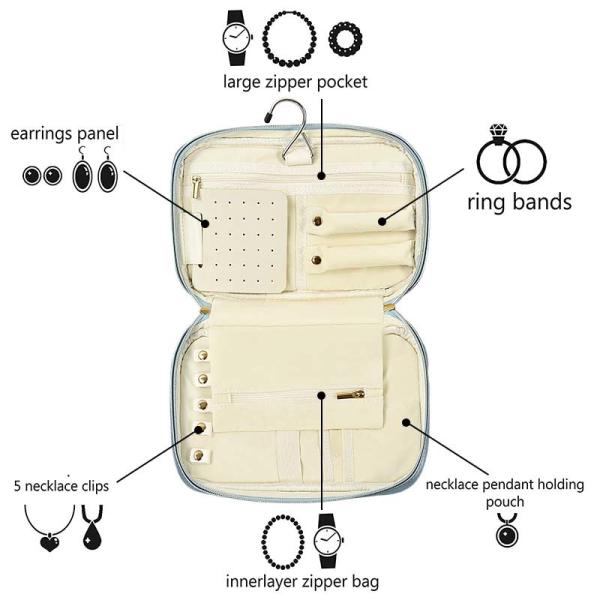 Small Faux Leather Travel Jewelry Case Box Organizer Travel Portable 10x6.4x2