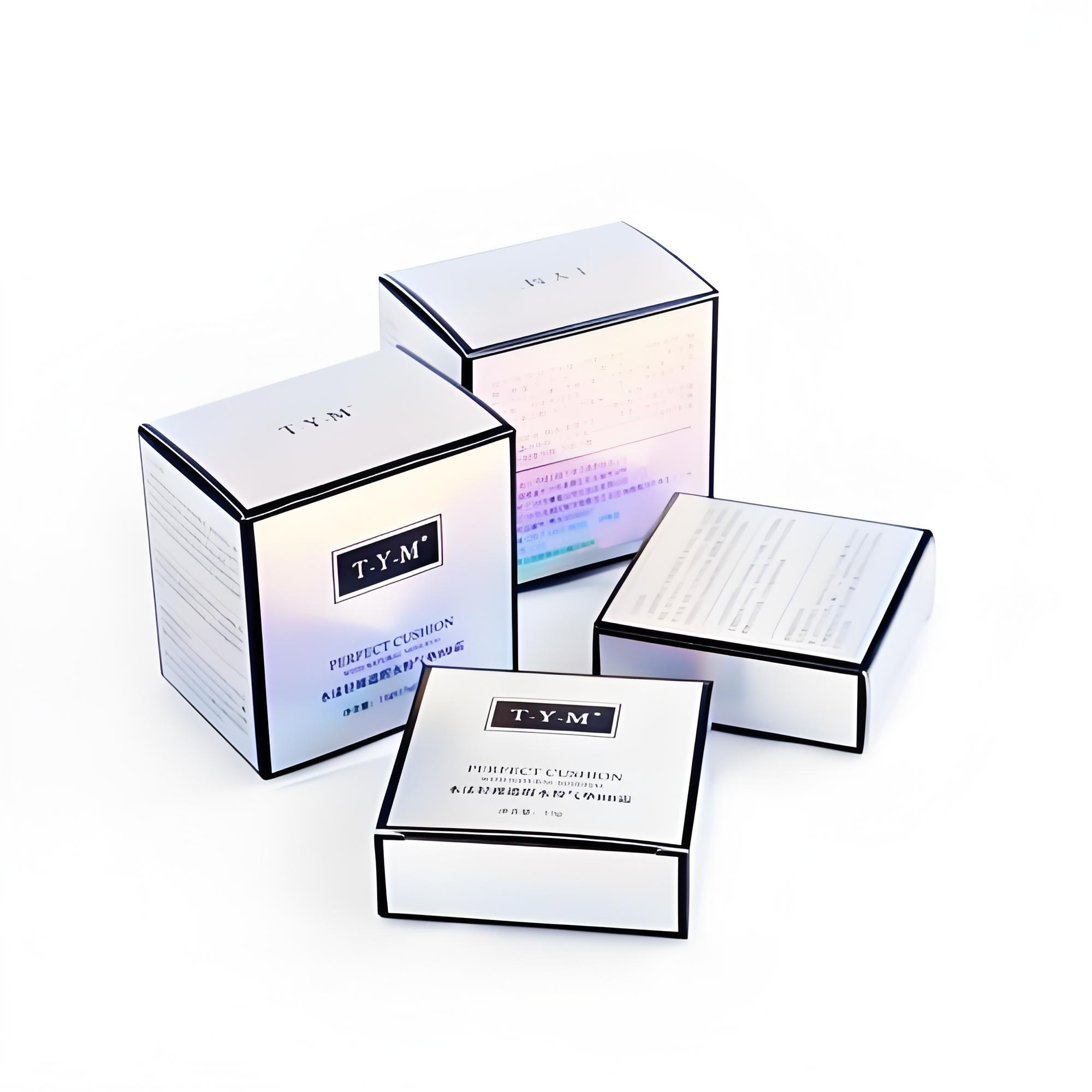 High-End Custom Makeup Box Packaging | Silver Iridescent Gradient Cushion