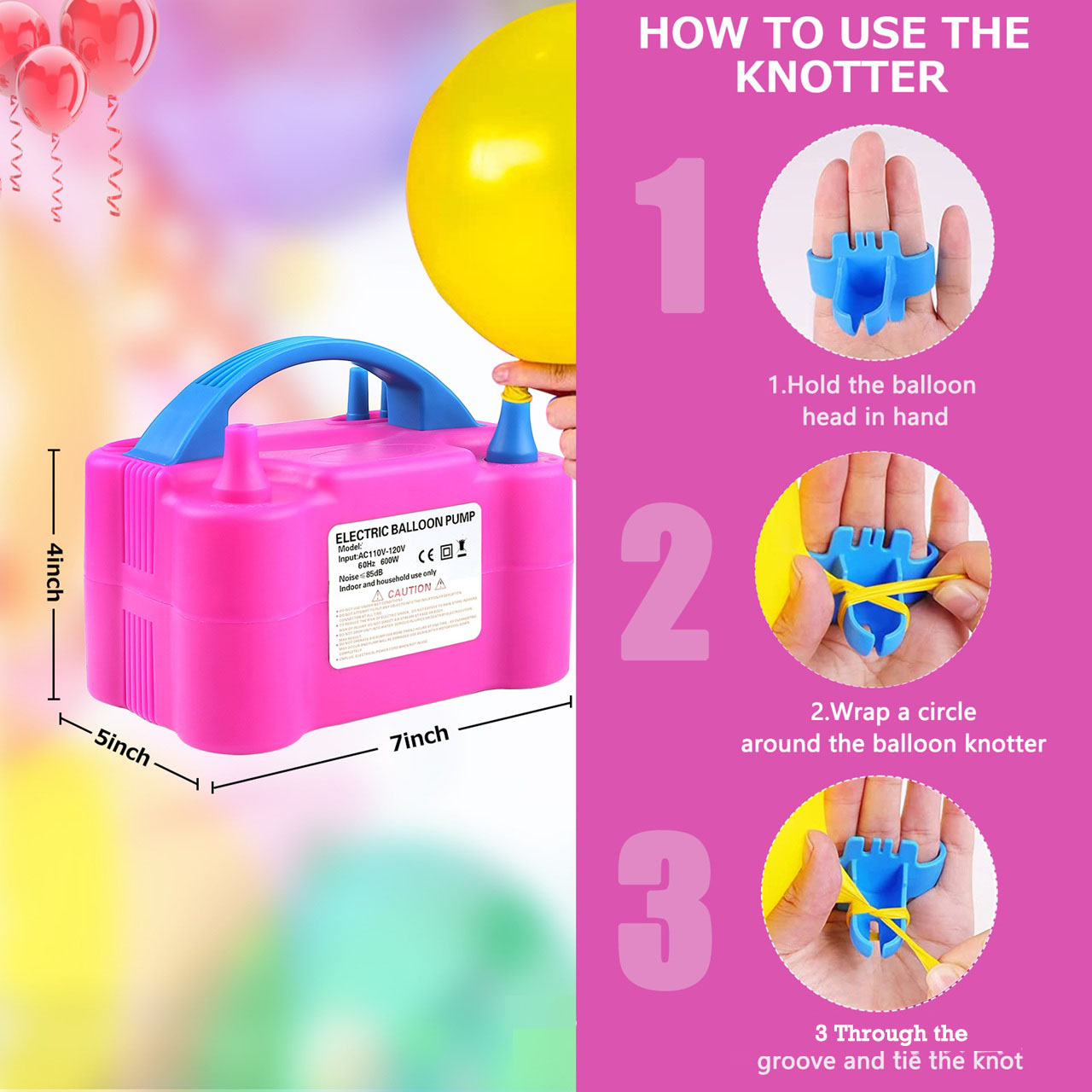 SPU Dual-Purpose Electric Air Pump Double-Layer Balloon Inflator PP Material Portable Automatic for Wedding Room Decorations