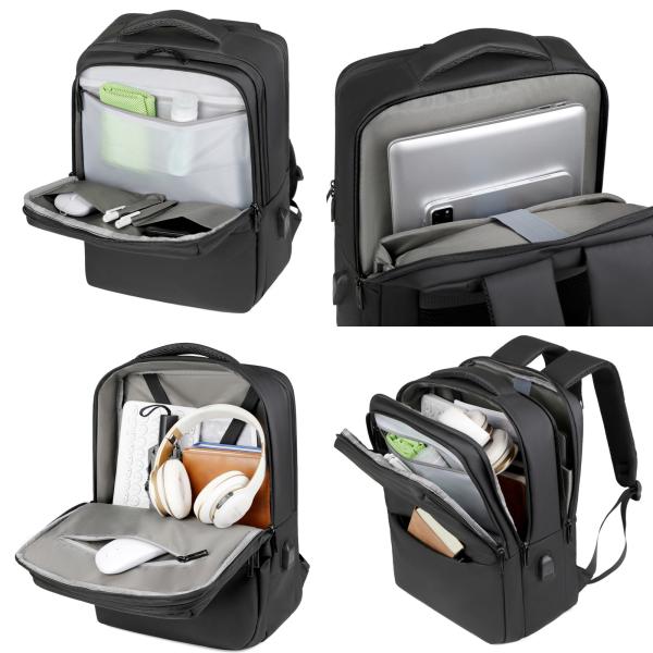 Sac à dos pour ordinateur portable noir, simple, classique, luxueux, professionnel, en nylon, durable, léger, antivol et imperméable