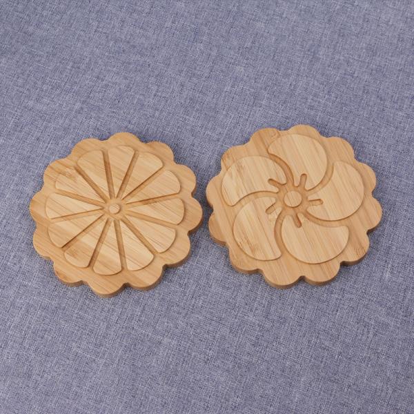 Custom Engraved Bamboo Wooden Coaster Wedding Personalized Coaster Set