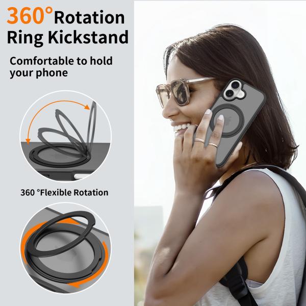 Customized Apple 17 Mobile Phone Case With Stand 360 Rotation IPhone16pro Magnetic Anti-Fingerprint Skin-Feel Mobile Phone Case