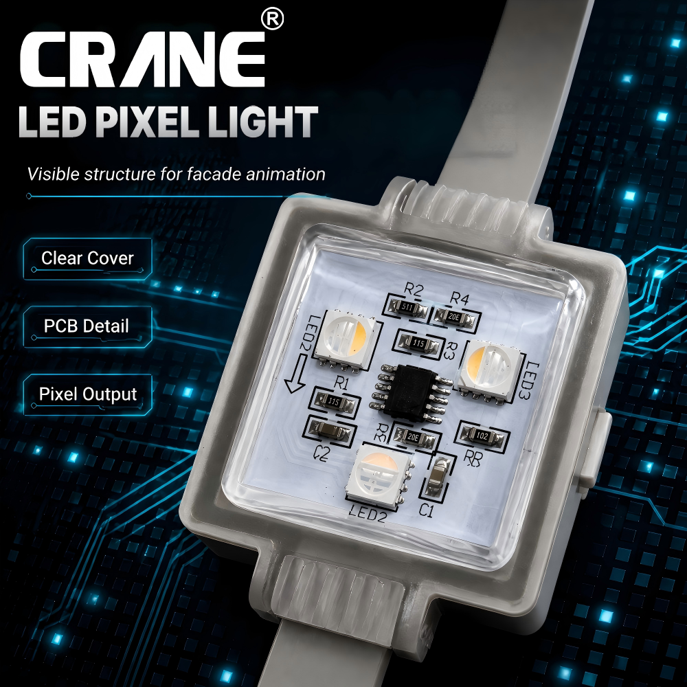 Square Flat LED Pixel Lights 0.75W DC12V DMX512 RGB RGBW For Architectural Facade Lighting