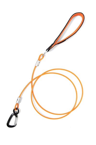 Steel Braided Cord Chew Proof Dog Leash 6 Feet Padded Handle Rock Climbers Carabiner