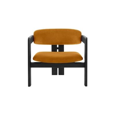 Wood Frame Orange Velvet Dining Chairs For Bedroom Study Room