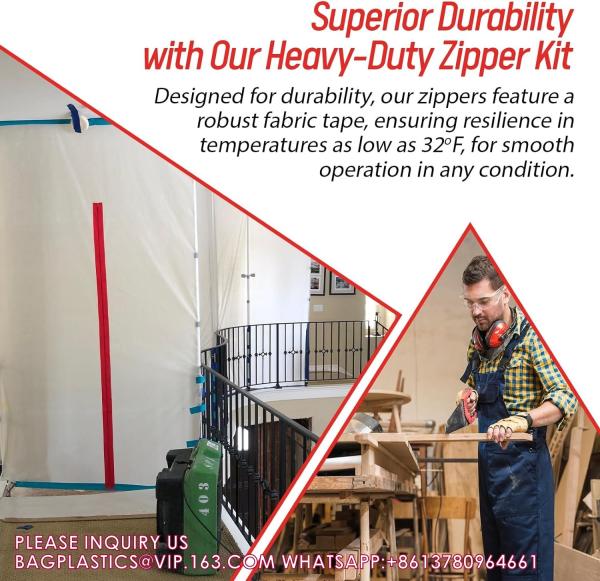Peel And Stick Zipper - Heavy Duty - Dust Barriers, Construction, Containment Supply 7ft X 3in (2 Pack)