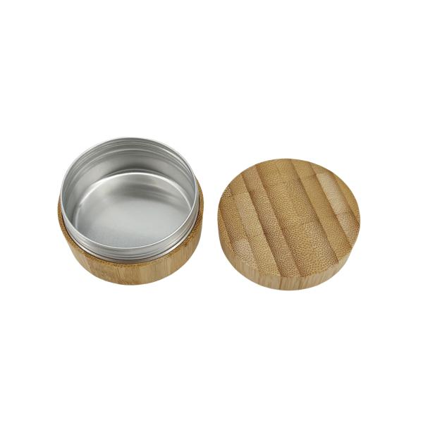 Aluminum Luxury Cosmetic Jar Cylindrical Body Lotion Container With Bamboo Casings