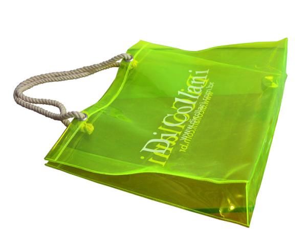 Transparent PVC Reusable Carrier Bags With Twist Rope Handle For Lady Shopping