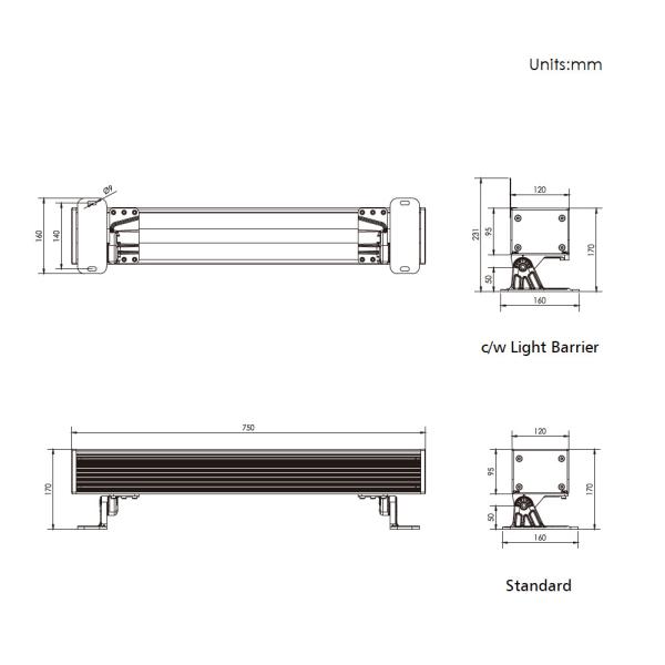 240W Outdoor LED Linear Wall Washing Flood Light 240000LM IK05 Rated Dimmable by 0-10V