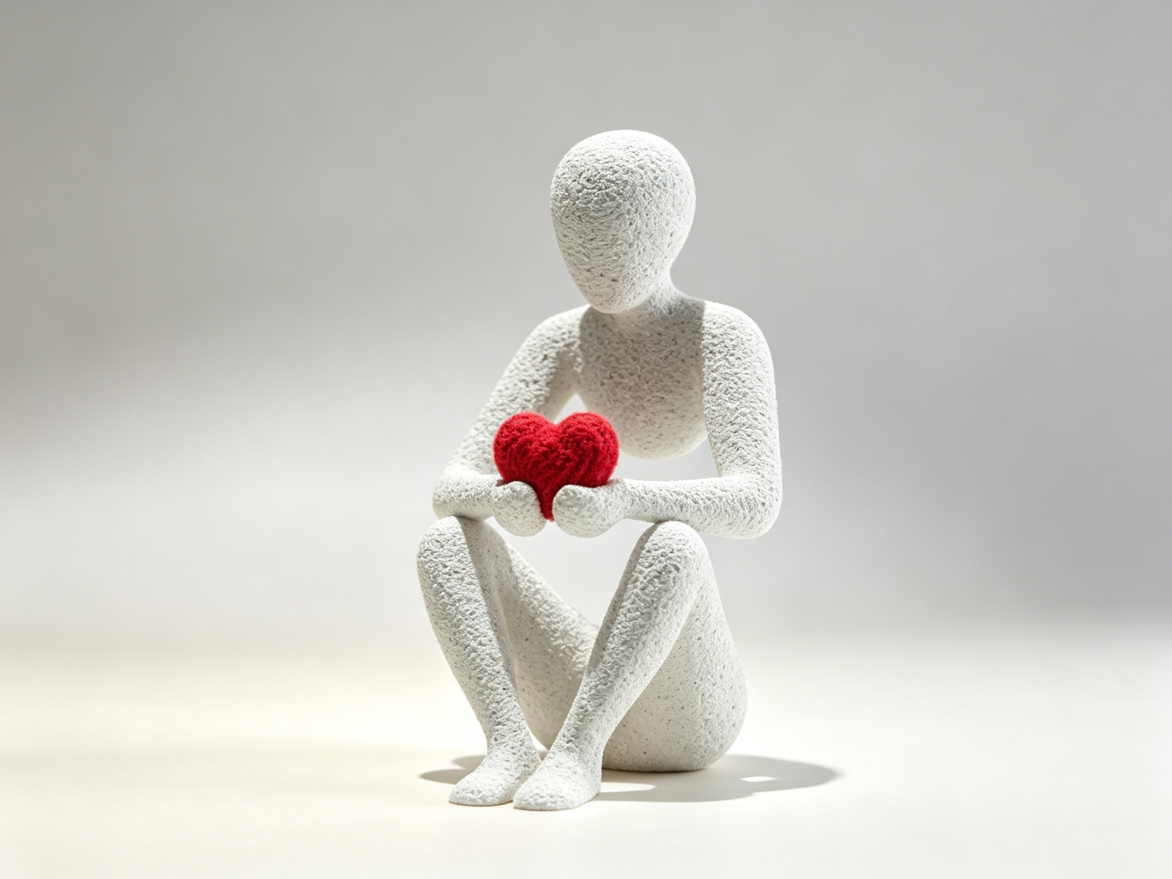 Abstract Love‑Themed Red‑Heart 3D Printed Art With Minimalist Silhouette For Home Display, Gifting