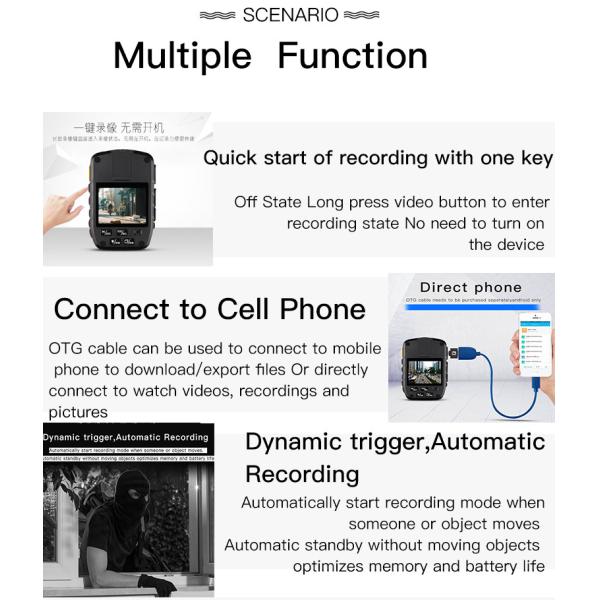 Камера тела полиции WIFI GPS с камерой слежения ночного видения принимая видео без поворачивать на камеру IP