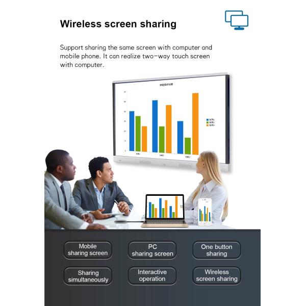 Multi Point Operation LCD Interactive Touch Screen Moving Stand Display 98 Inch