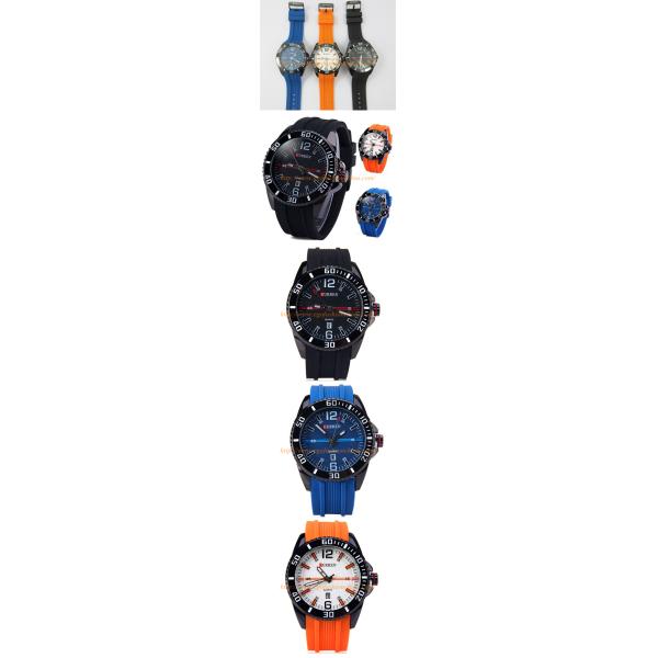 CURREN 8178 Top Brand Watch Sports Watch Blue Orange Black Watches Man Boy Silicone Watch
