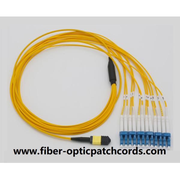 Duplex amarillo MPO de MTP MPO-6LC al cable 3.0m m de la fibra del LC solo modo de 12 bases