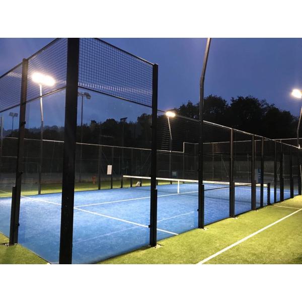 Hot Dip Galvanized Poles Tennis Padel Court Indoor Padel Stadium Customized Logo / Size With Artificial Grass Accessories