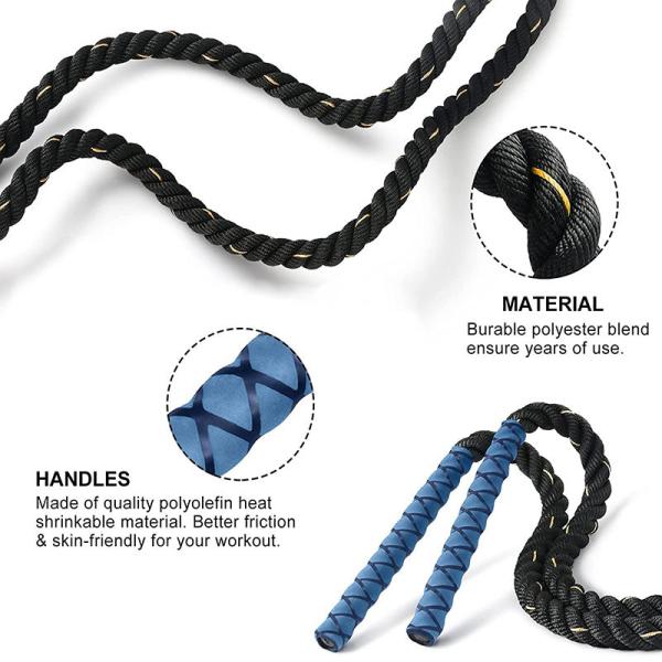 Фитнес скакалка Усовершенствование грузоподъемной скакалки Полиэстерная нейлоновая толстая веревка Улучшенная физическая подготовка
