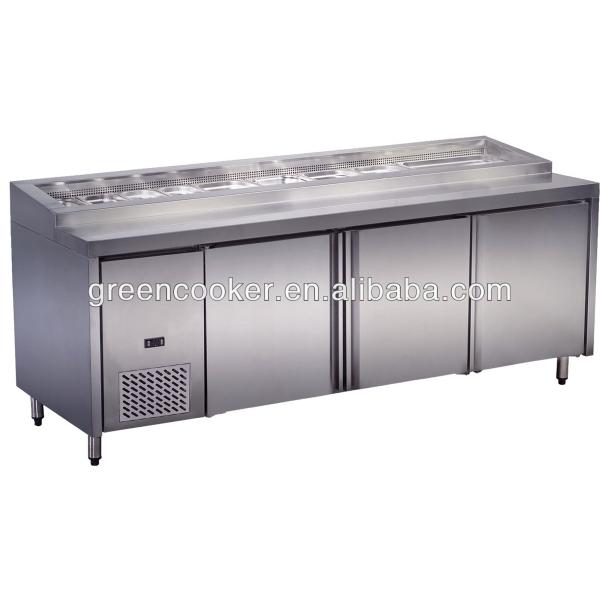 201 Кухонный холодильник из нержавеющей стали Коммерческая салатная столика Рабочие столы Подкамерный холодильник