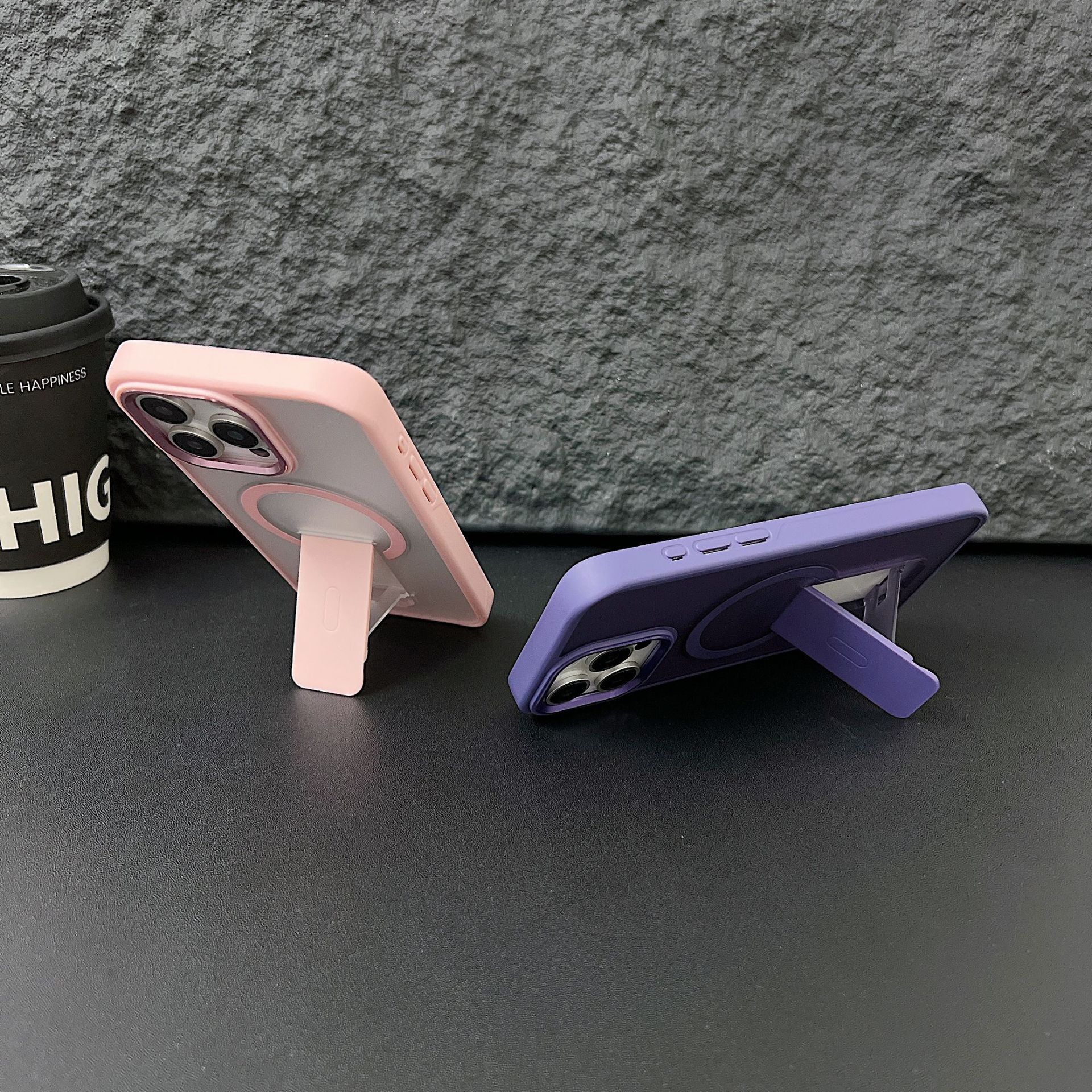 OEM Luxury Matte Mobile Phone Case with Holder Skin Feel Cell Phone Cover for IPhone11 12 13 14 15 Pro Max Plus