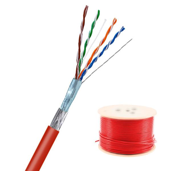 0.510mm Bare Copper Cat5e SFTP 24AWG Red PVC Jacket Wire 1000FT
