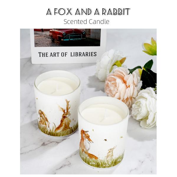 Fox Rabbit Glass Vessel Natural Scented Candles Burning Time 45 Hours