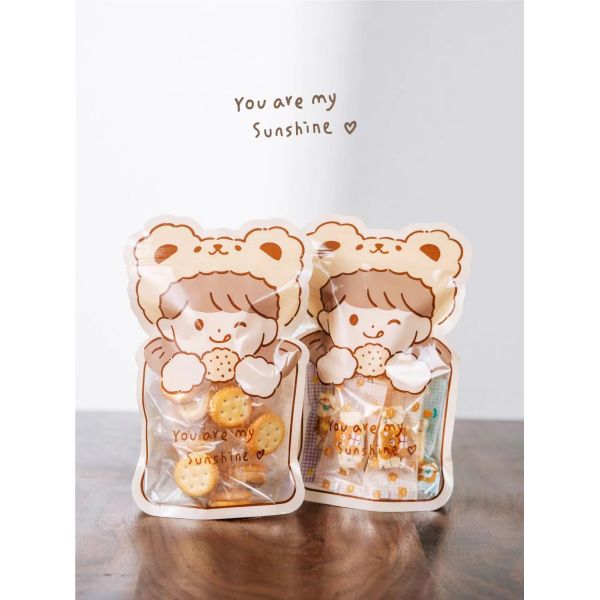 Custom-printed Cute Special Shape Stand-up Packaging Bags with Zipper Cookies Candies Food-grade Packaging Bags