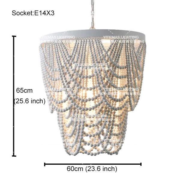 Gold Chandelier Wooden Beaded Lighting Fixture Fringe Hanging Light Silas Chandelier (WH-AP-652)