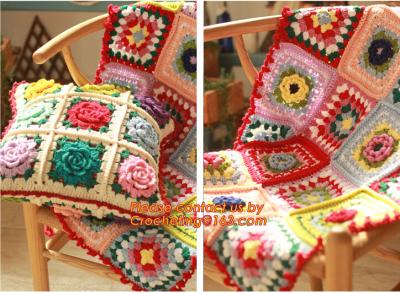 The good hand exclusive retro handmade crochet Mori stereo flower Retro Red Edge pillow