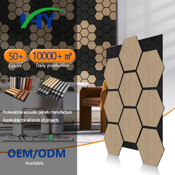 Modern Hexagon AKUpanel Grade B1 Fireproof 2400x600mm Sound Proofing Wall Panels