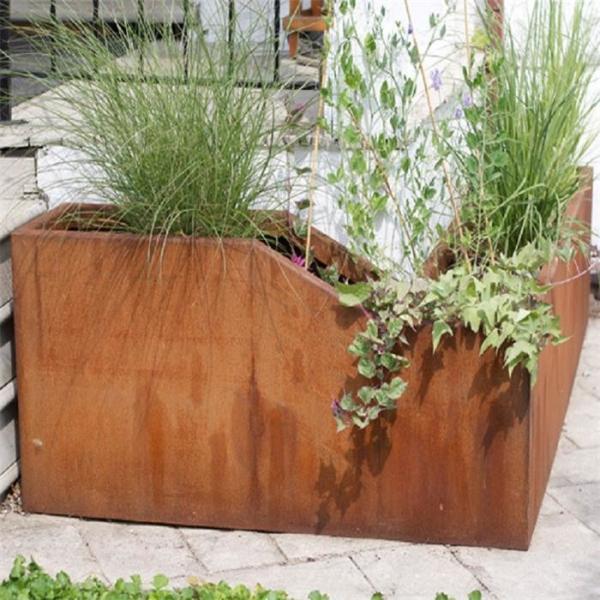 Caixa de canto de aço contemporânea do plantador do metal de Corten para residencial