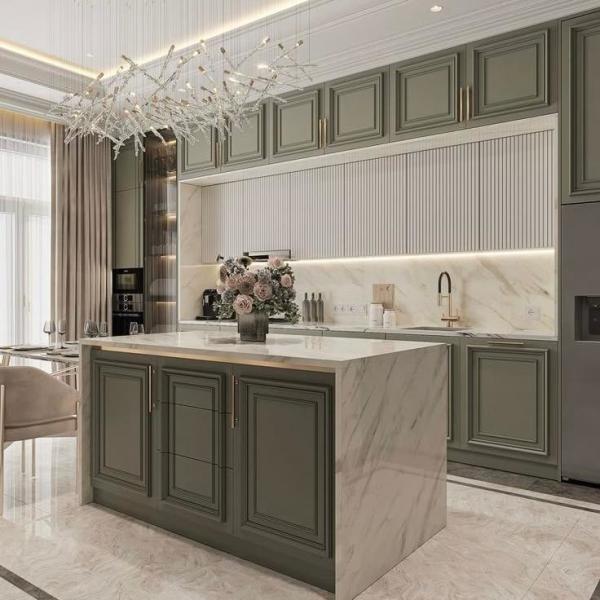 Modern High End Kitchen Design Luxury Oak Shaker Door Cupboard And Slim Shaker Kitchen Cabinet For Villa