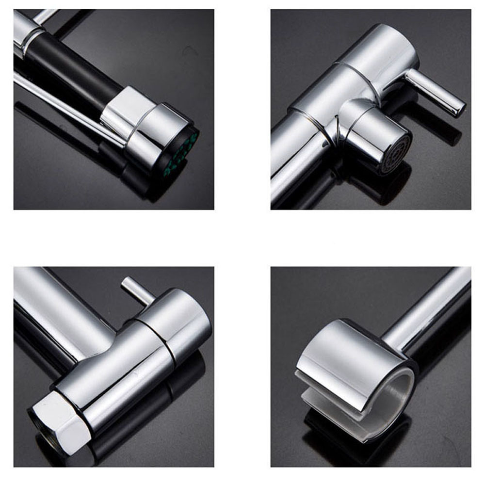Kitchen Sink Faucet Made of Stainless Steel Featuring Half Turn Brass Cartridge and Chrome Matte Black Surface Finish