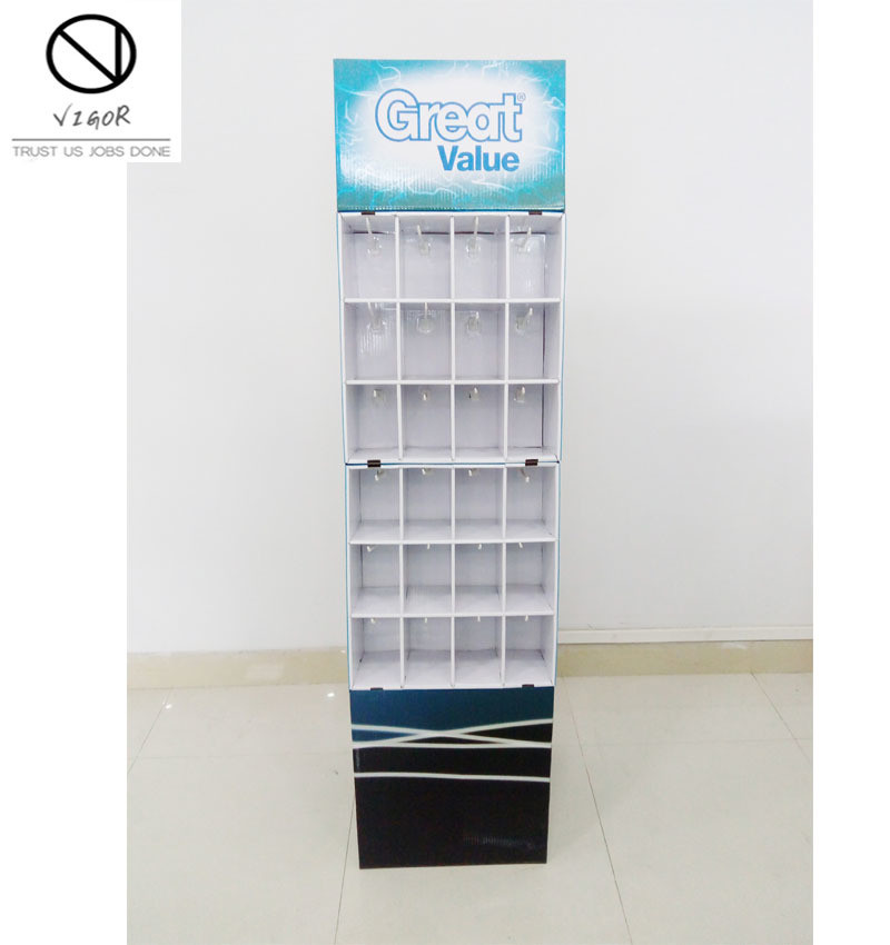 Custom Logo Corrugated Cardboard PDQ Floor Display Stand for Promoting Capes and Hats