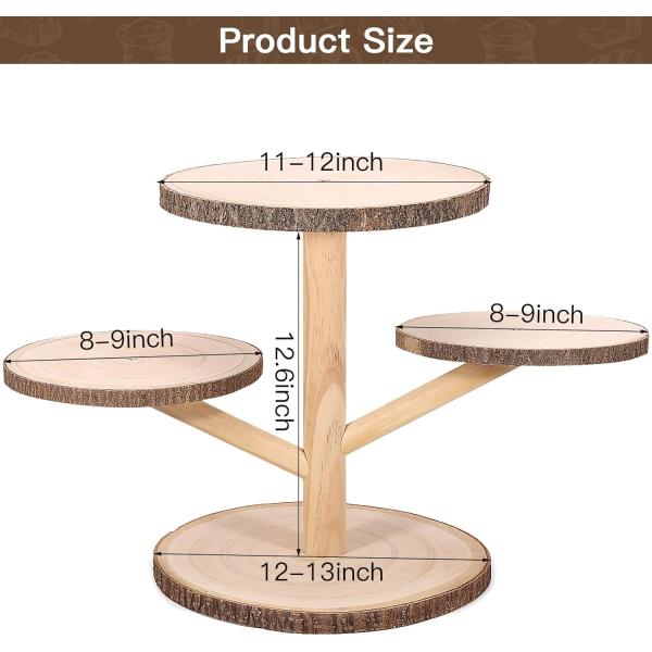 Customized Designs 4 Tier Bamboo Cupcake Stand for Party Fruits Snacks Serving Tray