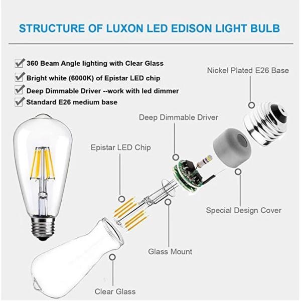 Света рождества E27 шарика ST64 Edison 4w привели шарик груши ES ретро