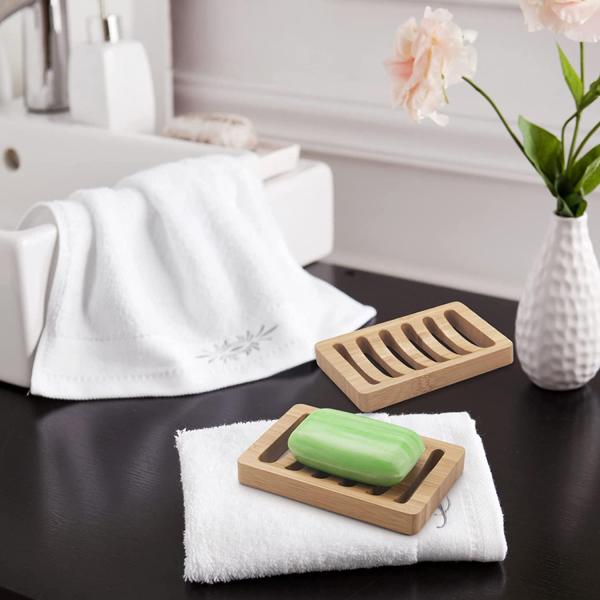 Eco Friendly Natural Wooden Soap Storage Rack Bamboo Wood Soap Dish Holder for Bathroom