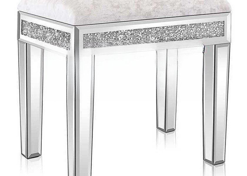 JS0561 43X33X46CM Silver Mirror MDF Stool Footstool for General Use