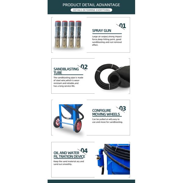 Dry / Wet Movable Portable Sandblasting Machine Dust Free Sandblaster Machine