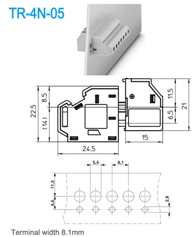30A 300V Through Panel PCB Terminal Block Connector 8.1mm For Industry Control